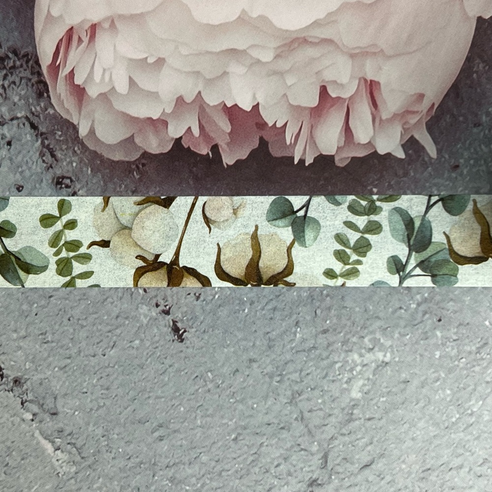 Cotton Plants With Sand Dollar Eucalyptus, Washi Tape, 1 Full Roll - Picture 3 of 8